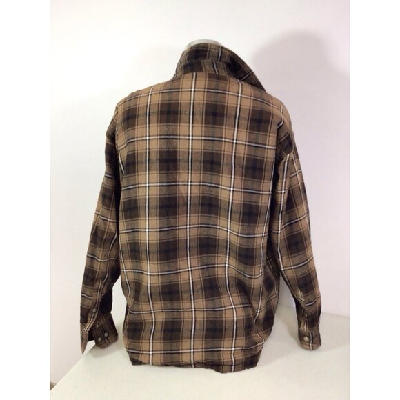 Vintage Brown Plaid Button Up Quilted Flannel Y2K Old School Jacket Mens XL - Picture 3 of 8